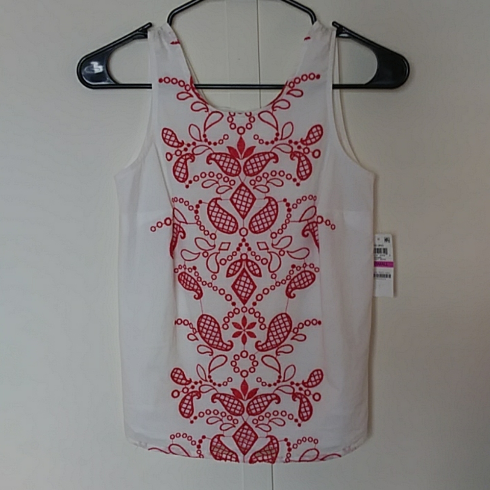 Maison Jules top embroidered paisley boho NWT XXS